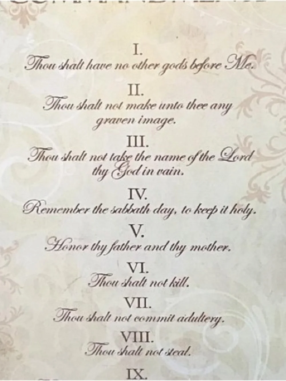 Brown and Cream Decorative Ten Commandments Plaque